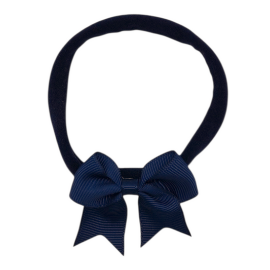 2 inch Navy Blue Kiss Bow Headband For Babies From Newborn - Image 1