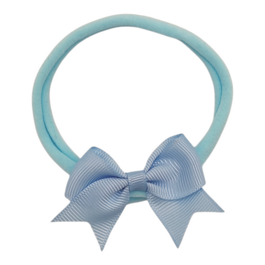 2 inch Pale Blue Kiss Bow Headband For Girls From Newborn - Image 1