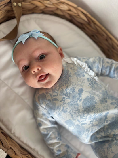 2 inch Pale Blue Kiss Bow Headband For Girls From Newborn - Image 4
