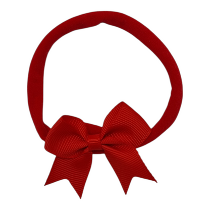 2 inch Red Kiss Dainty Bow On Headband For Babies to Age 3 - Image 2