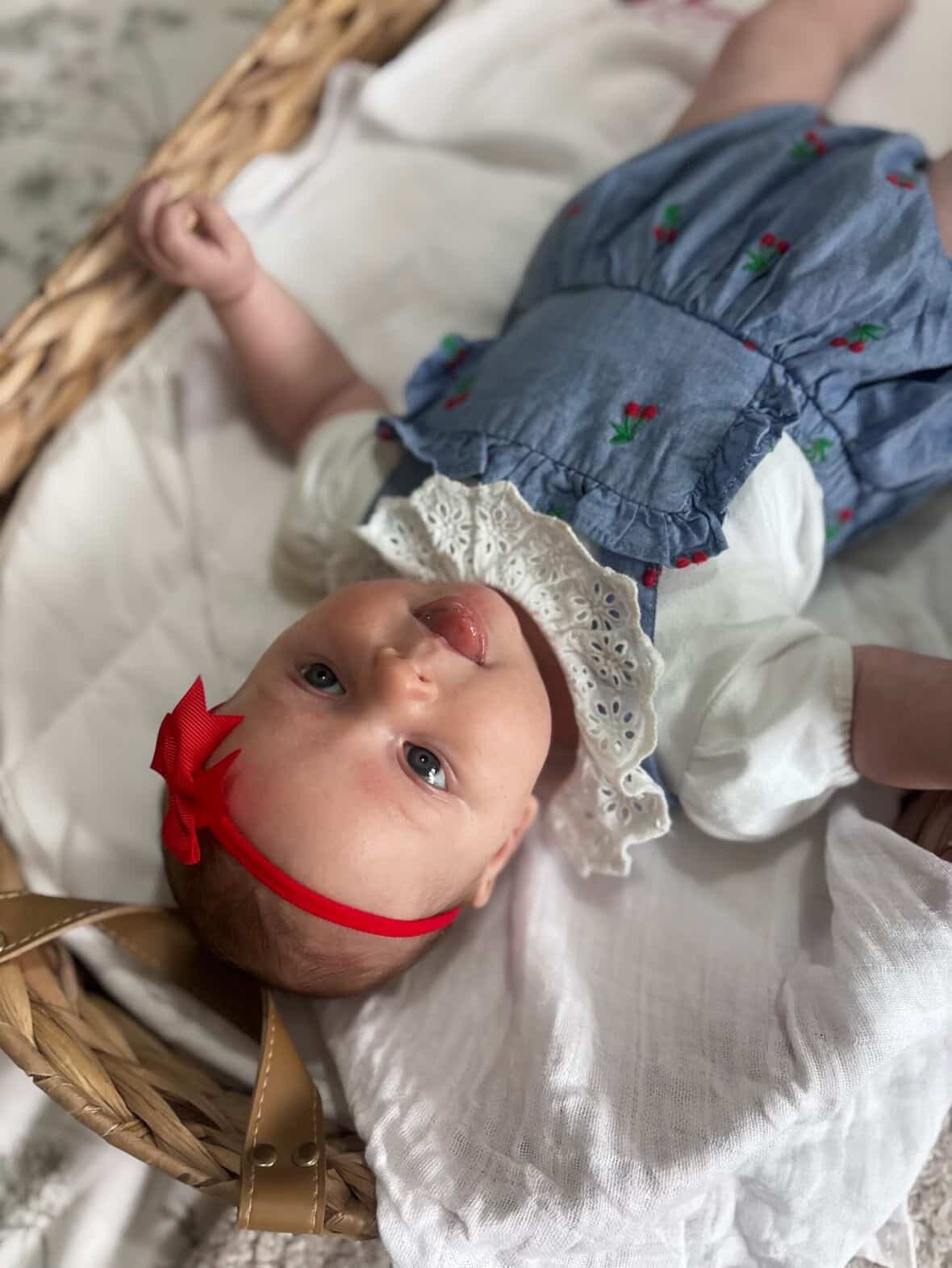 2 inch Red Kiss Dainty Bow On Headband For Babies to Age 3 - Image 3