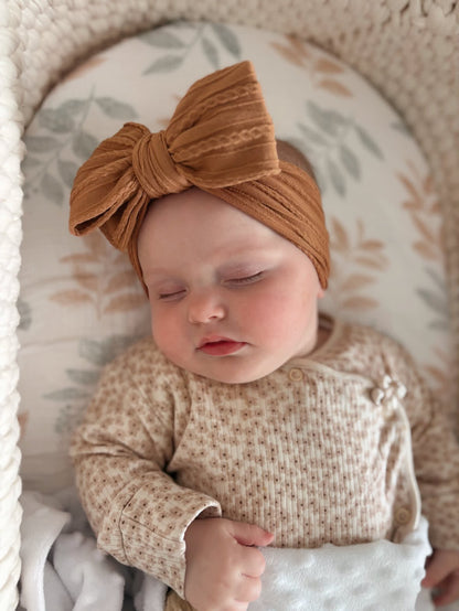 Rust Brown Larger Bow Cable Knit Headband