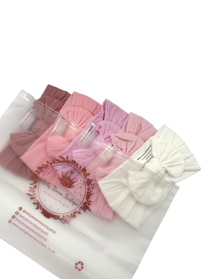 Pink Starter Bundle Smaller Bow Cable Knit Headbands - Suitable from newborn