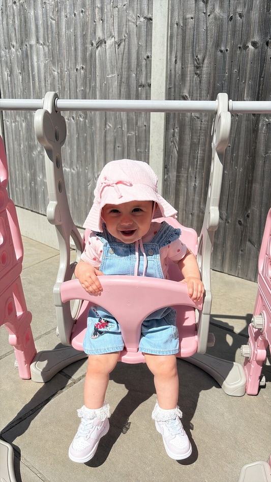 Light Pink Adjustable Sun Hat With Bow