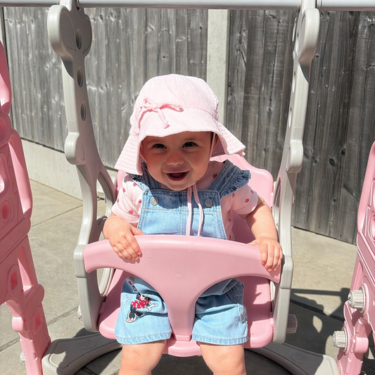 Light Pink Adjustable Sun Hat With Bow