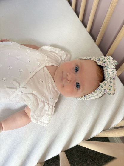Tulip Flowers Pattern Smaller Bow Cable Knit Headband