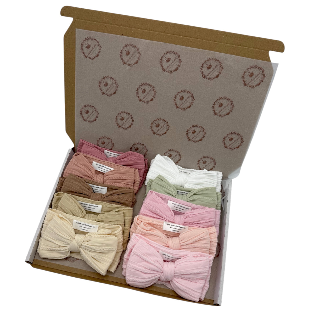 One For Every Outfit Bundle of 10 Larger Bow Cable Knit Headbands - Suitable From Newborn