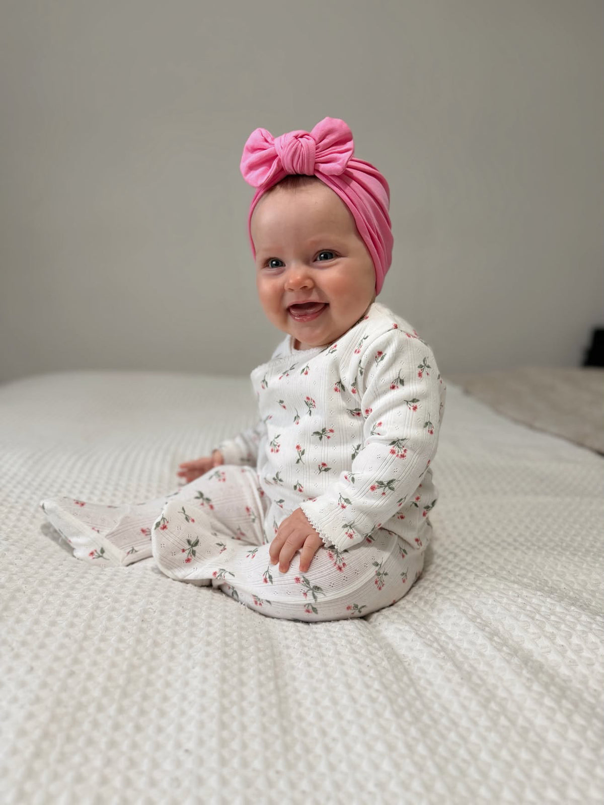 Candy Pink Turban Hat With Bow