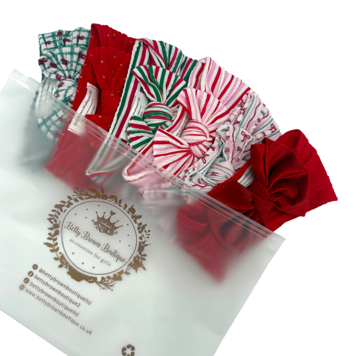 Festive Favourites Bundle of 6 Smaller Bow Cable Knit Headbands - Suitable from Newborn to 3 Years