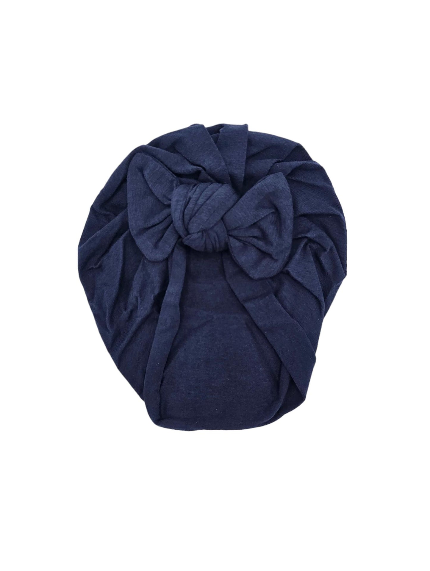 Navy Blue Turban Hat With Bow