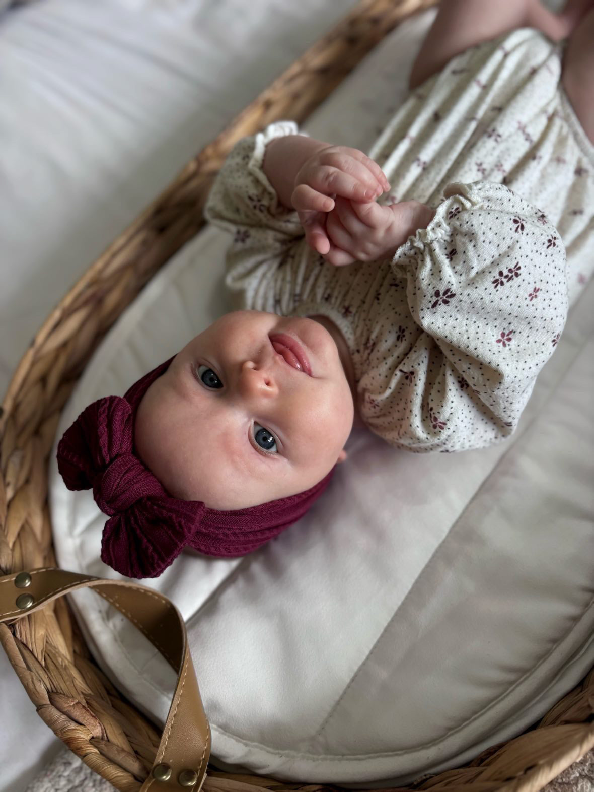 Burgundy / Maroon Smaller Bow Headband For Baby Girls - Image 4