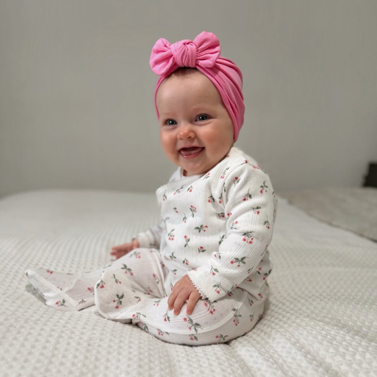 Candy Pink Turban Hat With Bow