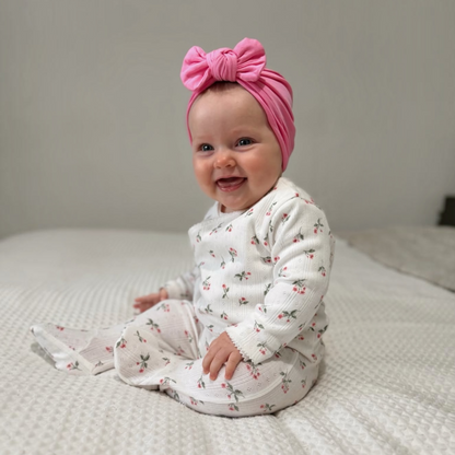 Candy Pink Turban Hat With Bow