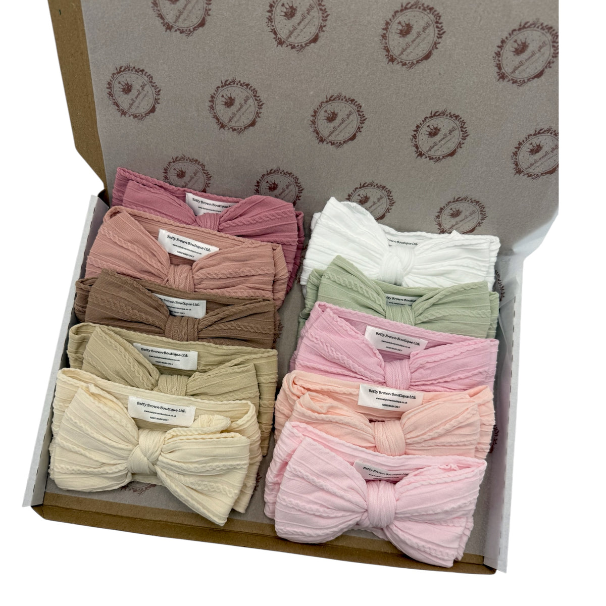 One For Every Outfit Bundle of 10 Larger Bow Cable Knit Headbands - Suitable From Newborn
