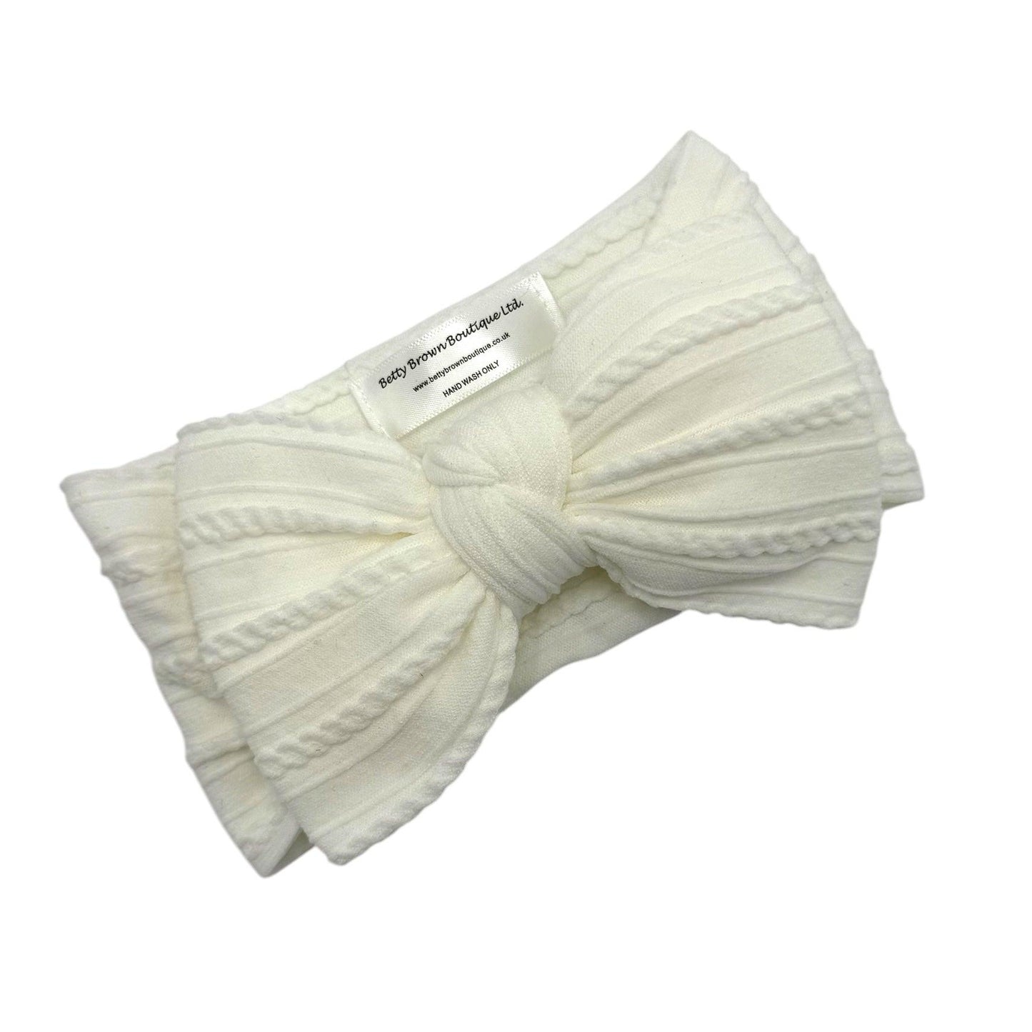 Pearl White Larger Bow Headband Designed For Newborns to Age 3 - Image 2