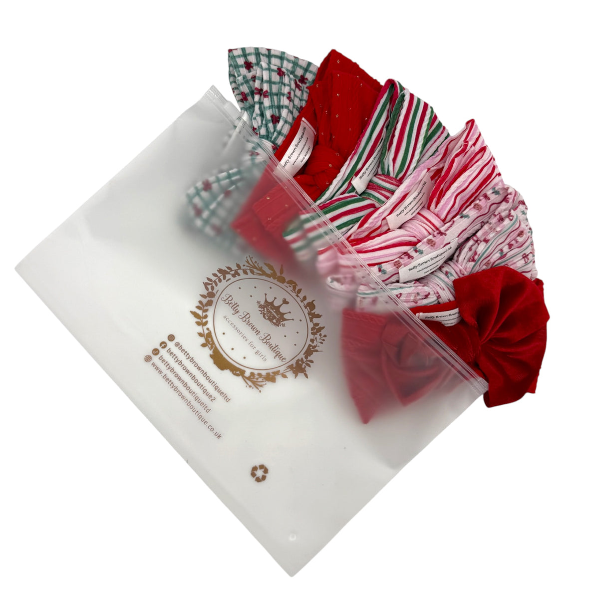 Festive Favourites Bundle of 6 Larger Bow Cable Knit Headbands - Suitable from Newborn to 3 Years