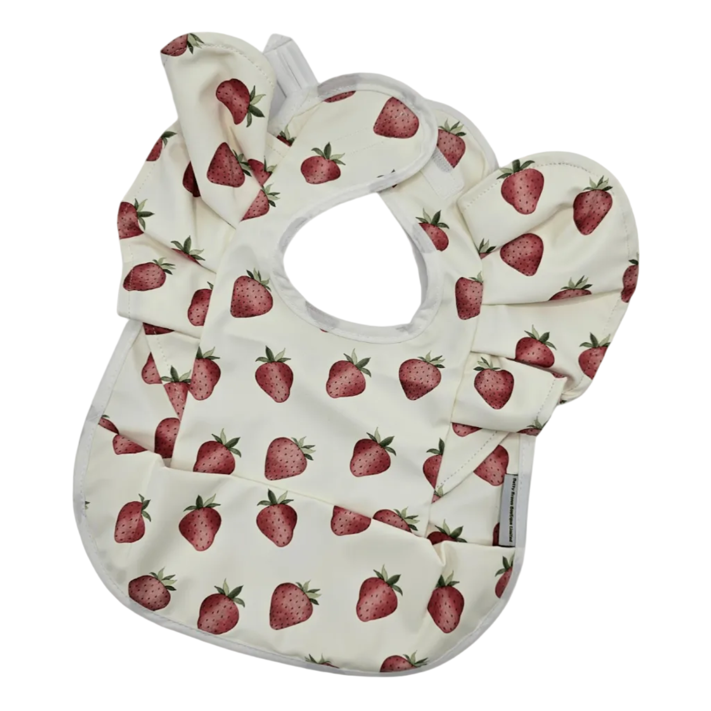 Cream Strawberry Frill Waterproof Bib For 6-18 Months Old - Image 2