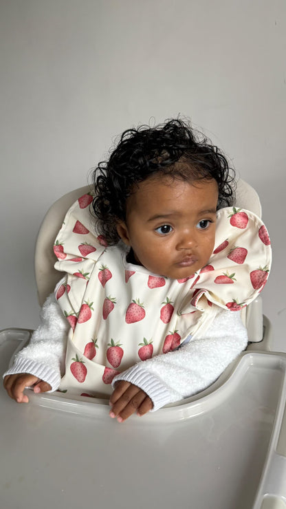Cream Strawberry Frill Waterproof Bib For 6-18 Months Old - Image 9