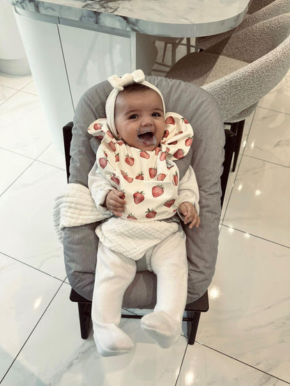 Cream Strawberry Frill Waterproof Bib For 6-18 Months Old - Image 16