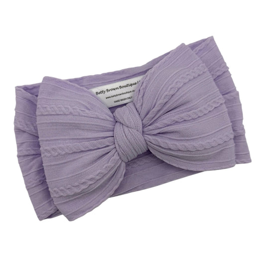 Lilac Larger Bow Cable Knit Headband