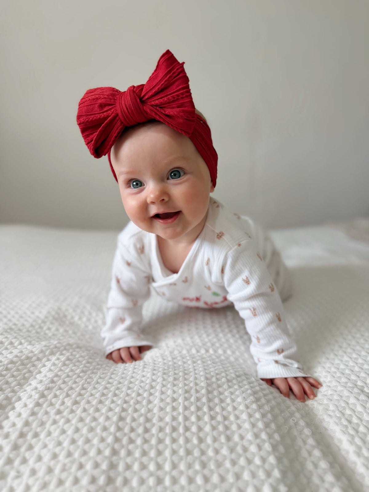 Cranberry Red Larger Bow Cable Knit Headband
