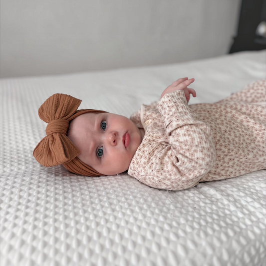 Rust Brown Larger Bow Cable Knit Headband