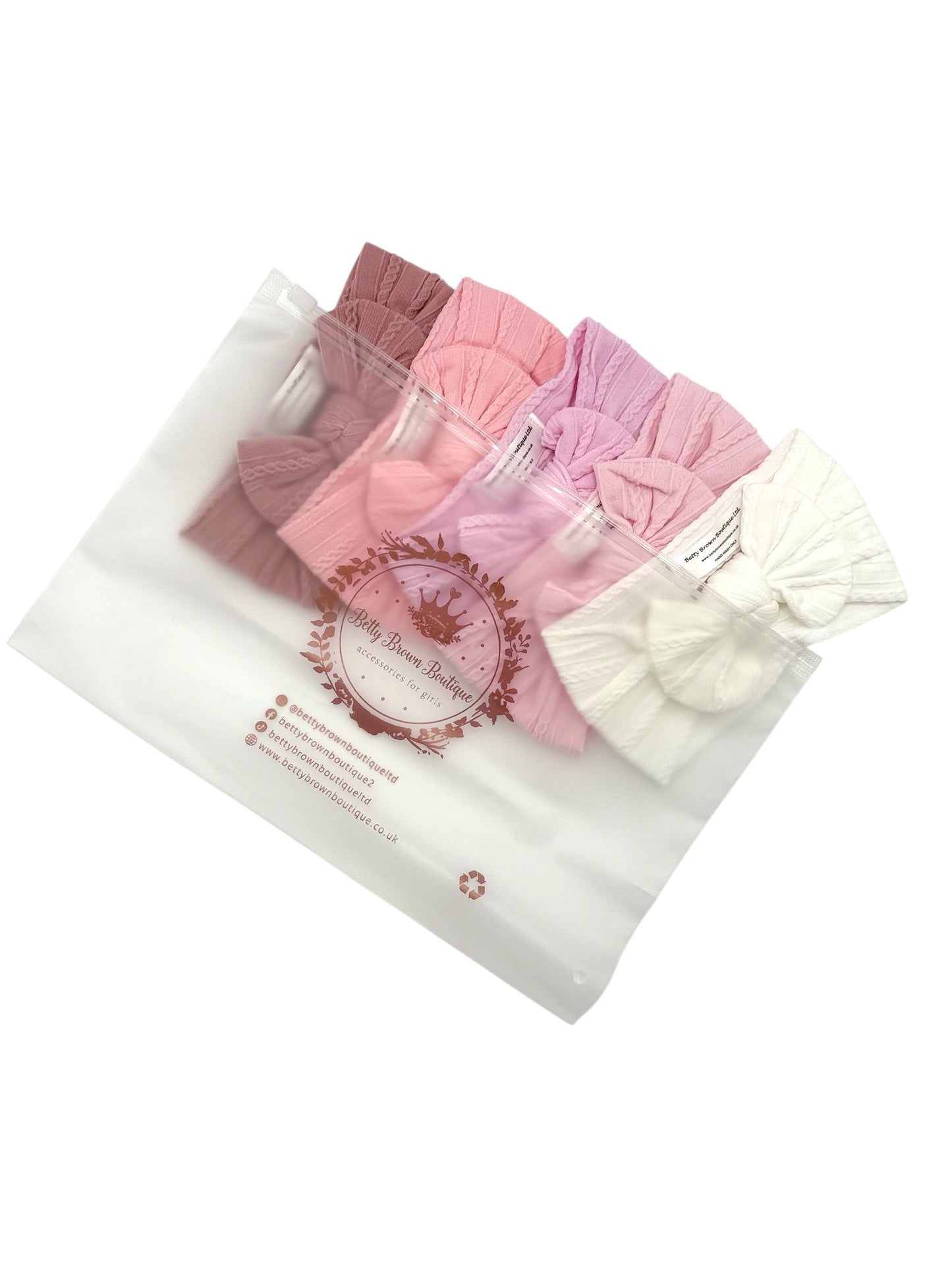 Pink Starter Bundle Smaller Bow Cable Knit Headbands - Suitable from newborn