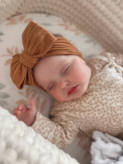 Rust Brown Larger Bow Cable Knit Headband