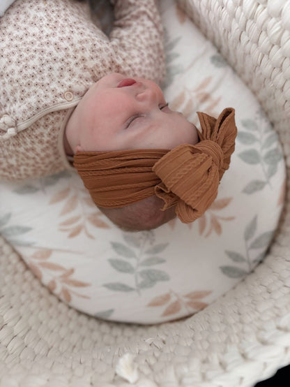 Rust Brown Larger Bow Cable Knit Headband