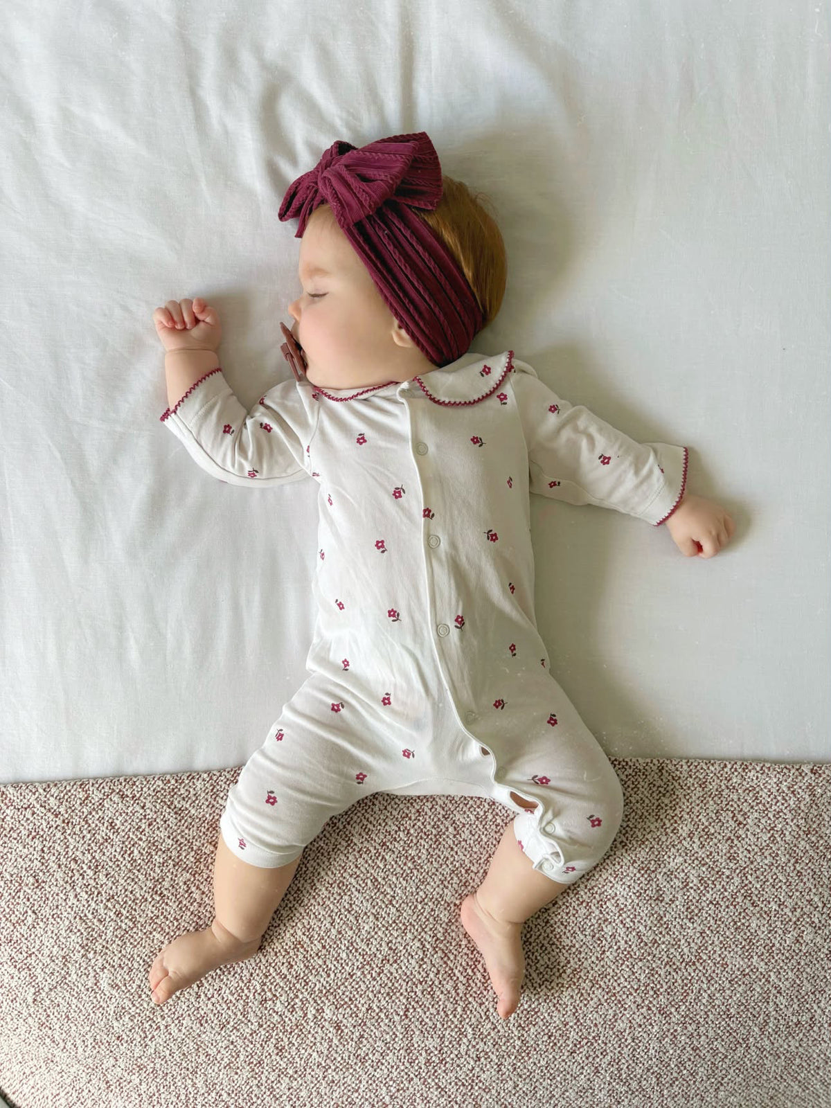 Burgundy-Maroon Larger Bow Cable Knit Headband