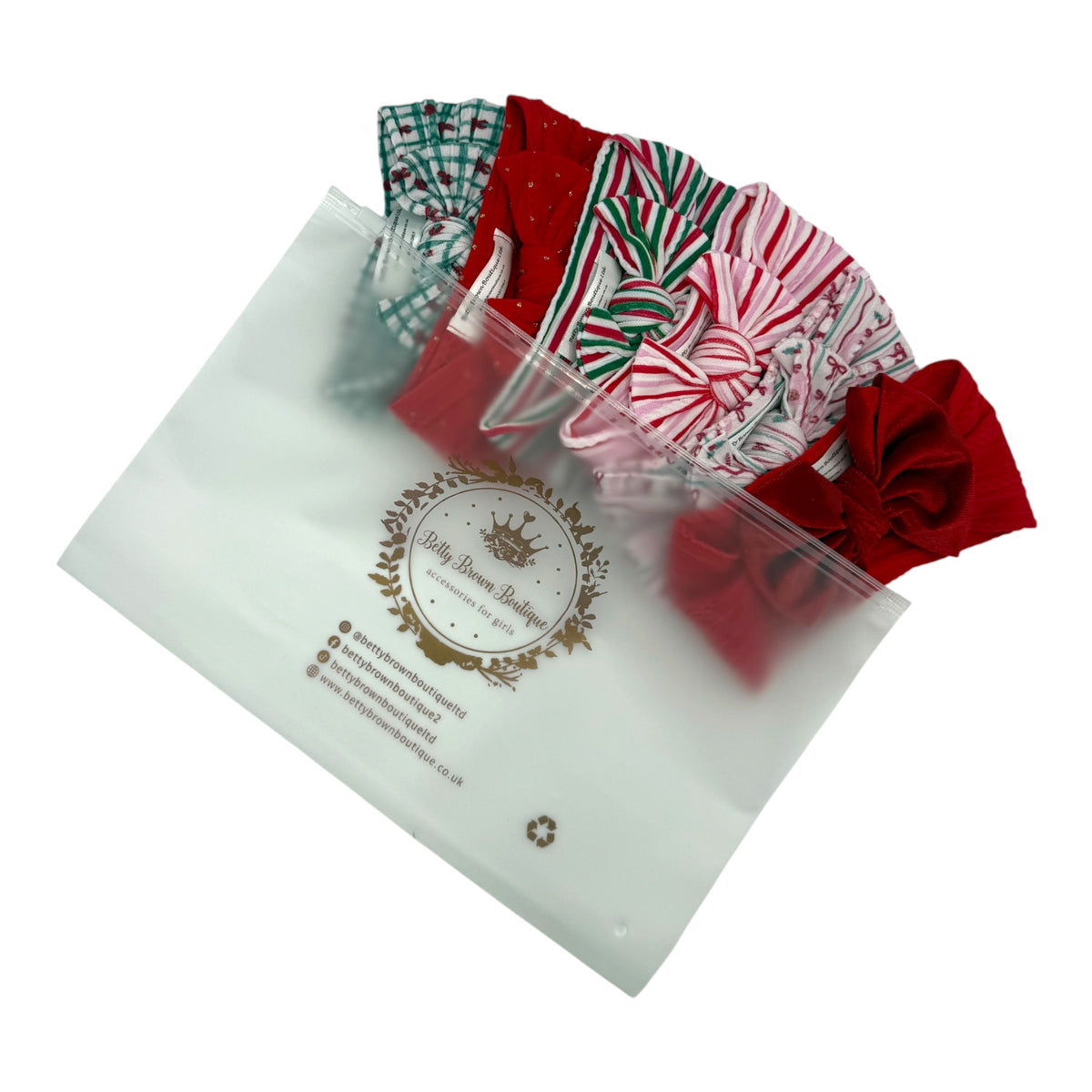 Festive Favourites Bundle of 6 Smaller Bow Cable Knit Headbands - Suitable from Newborn to 3 Years