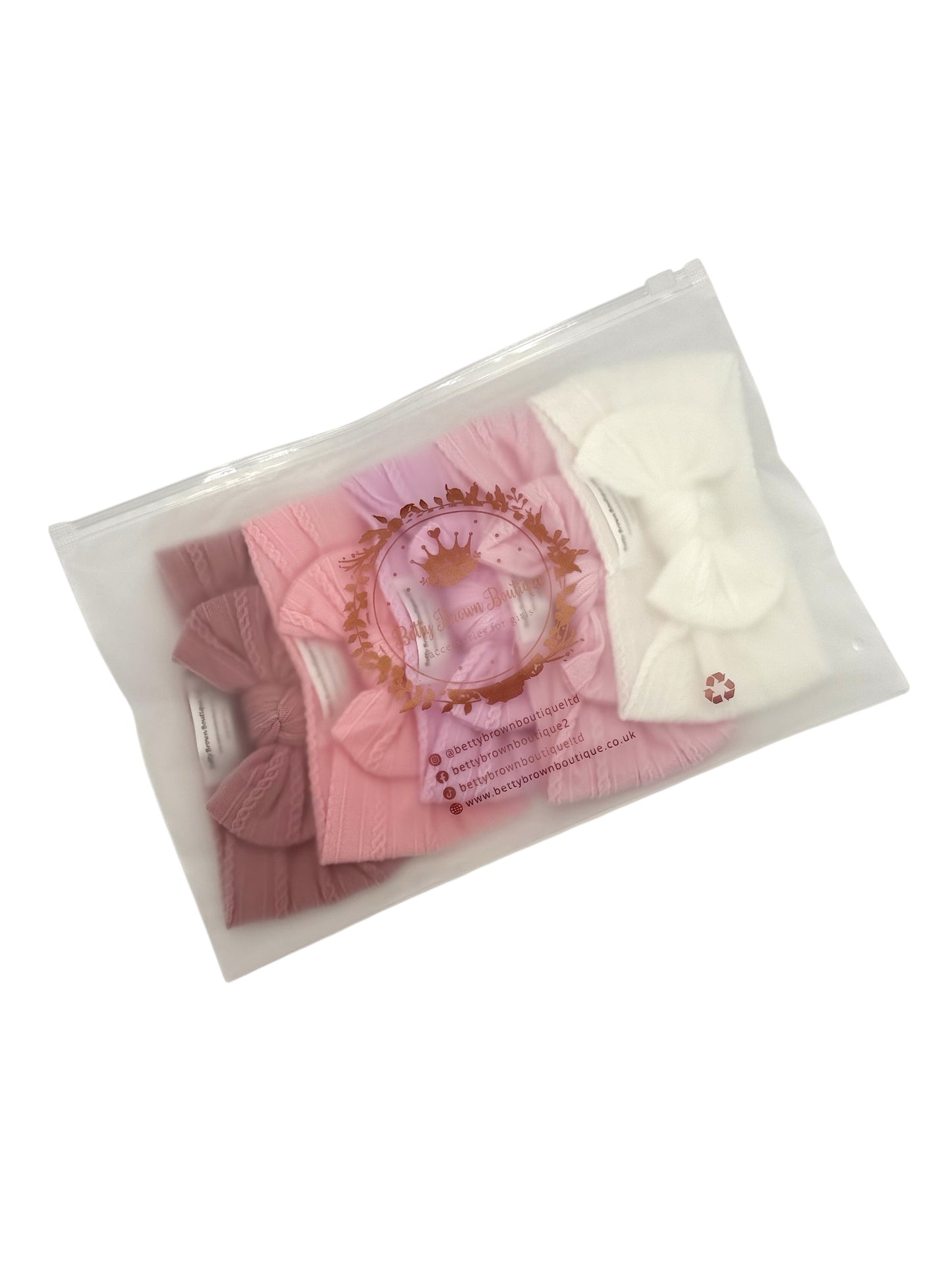 Pink Starter Bundle Smaller Bow Cable Knit Headbands - Suitable from newborn