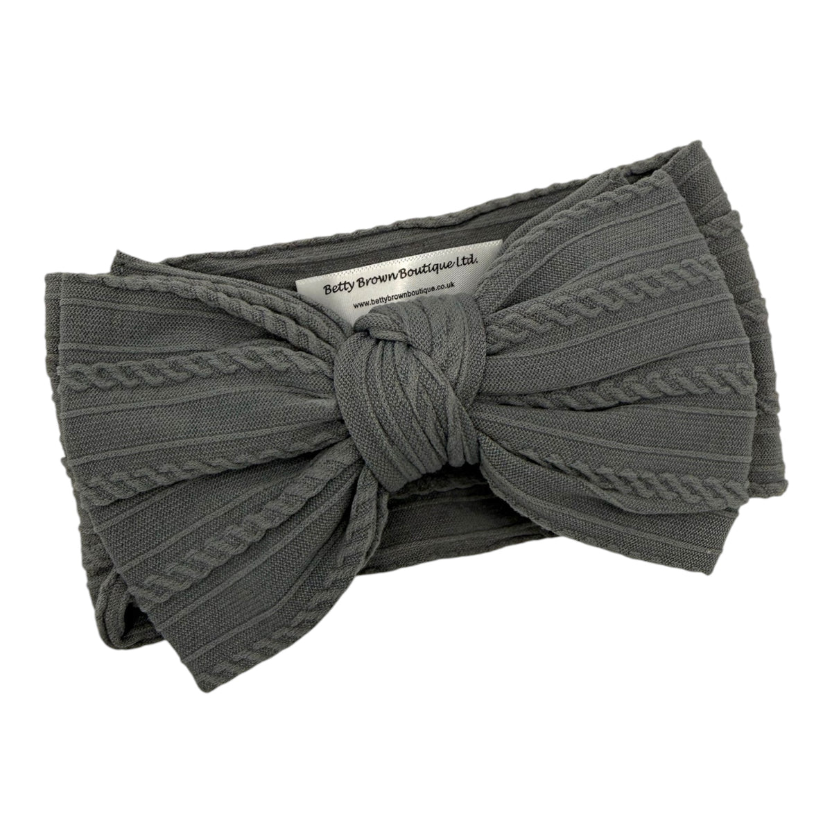 Grey Larger Bow Cable Knit Headband