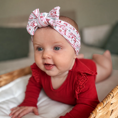 Christmas Pattern Smaller Bow Cable Knit Headband - Christmas Collection