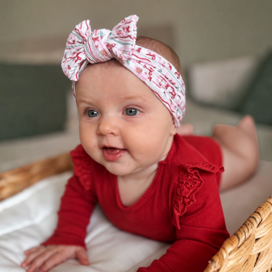 Christmas Pattern Smaller Bow Cable Knit Headband - Christmas Collection