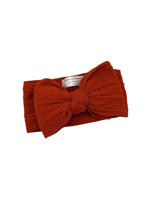 Rust Orange Larger Bow Cable Knit Headband