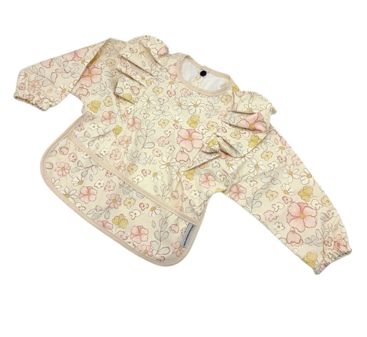 Ditsy Floral Frill Detailed Waterproof Bib with Sleeves