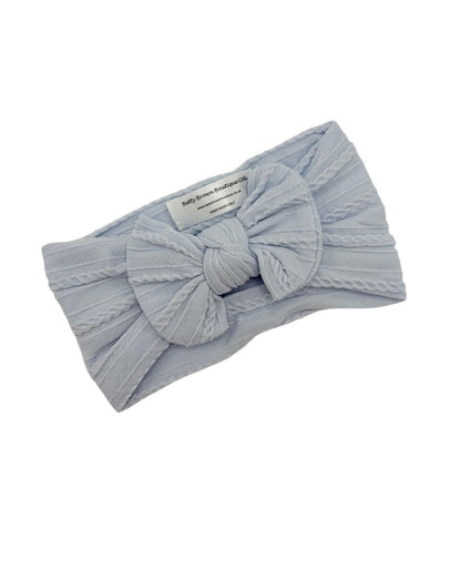 Baby Blue Smaller Bow Cable Knit Headband