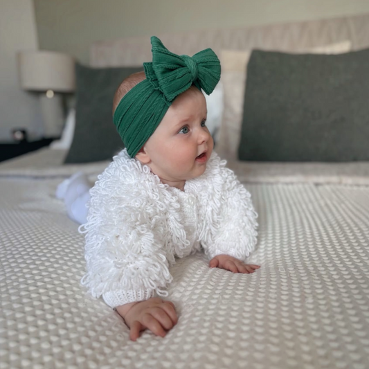 Bottle Green Larger Bow Cable Knit Headband