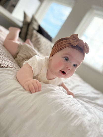 Rust Brown Smaller Bow Cable Knit Bow Headband