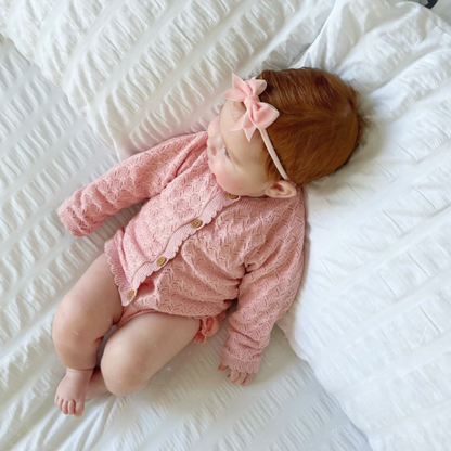 Peachy Pink 2.5 inch Velvet Kiss Dainty Bow On Headband