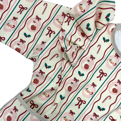Christmas Print Frill Detailed Waterproof Weaning Bib with Sleeves - Christmas Collection