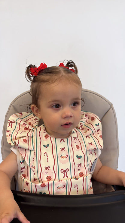 Christmas Pattern Frill Detailed Waterproof Weaning Bib - Christmas Collection