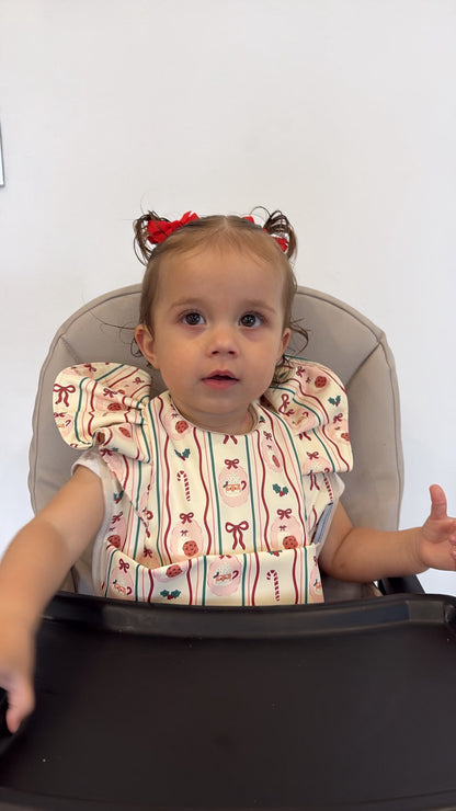 Christmas Pattern Frill Detailed Waterproof Weaning Bib - Christmas Collection