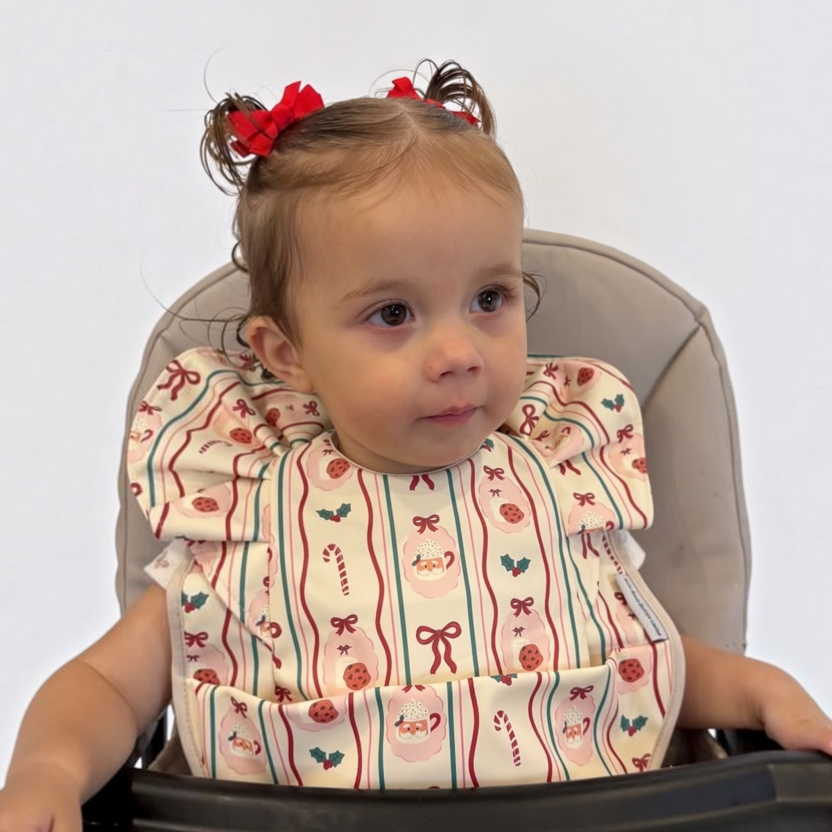 Christmas Pattern Frill Detailed Waterproof Weaning Bib - Christmas Collection