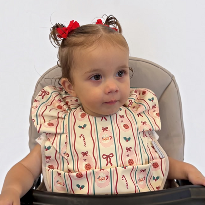 Christmas Pattern Frill Detailed Waterproof Weaning Bib - Christmas Collection