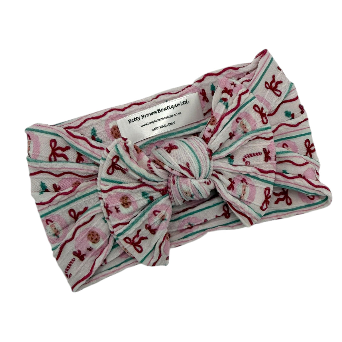 Christmas Pattern Smaller Bow Cable Knit Headband - Christmas Collection