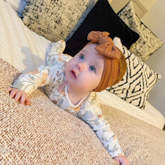 Hazelnut Brown Smaller Bow Cable Knit Headband
