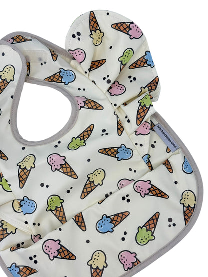 Ice Cream Print Frill Detailed Waterproof Bib