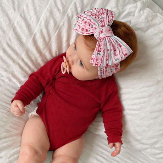 Christmas Pattern Larger Bow Cable Knit Headband - Christmas Collection